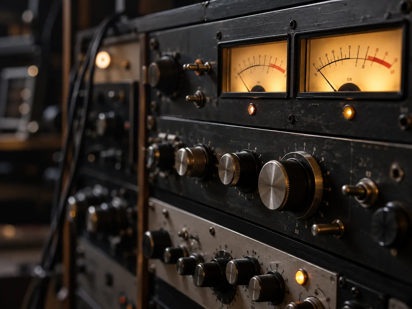 Analog equalizer and illuminated studio meters